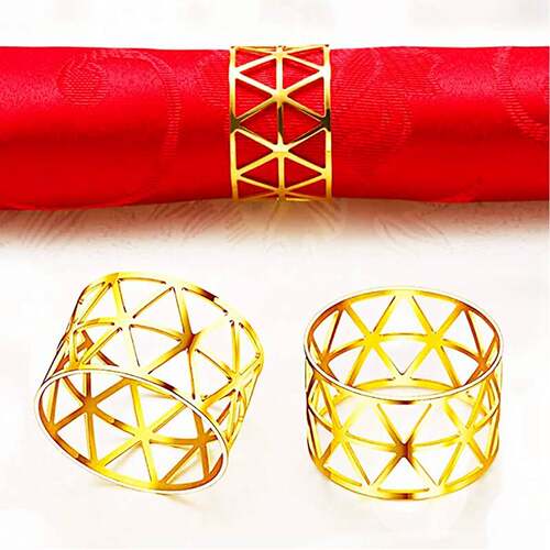 现货12 Pcs of Round Mesh Napkin Ring Holder, Table Set .Suit