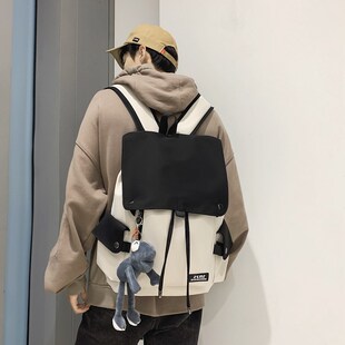 双肩包笔记本电脑女生16寸15.6书包大学生大容量翻盖简约背包女