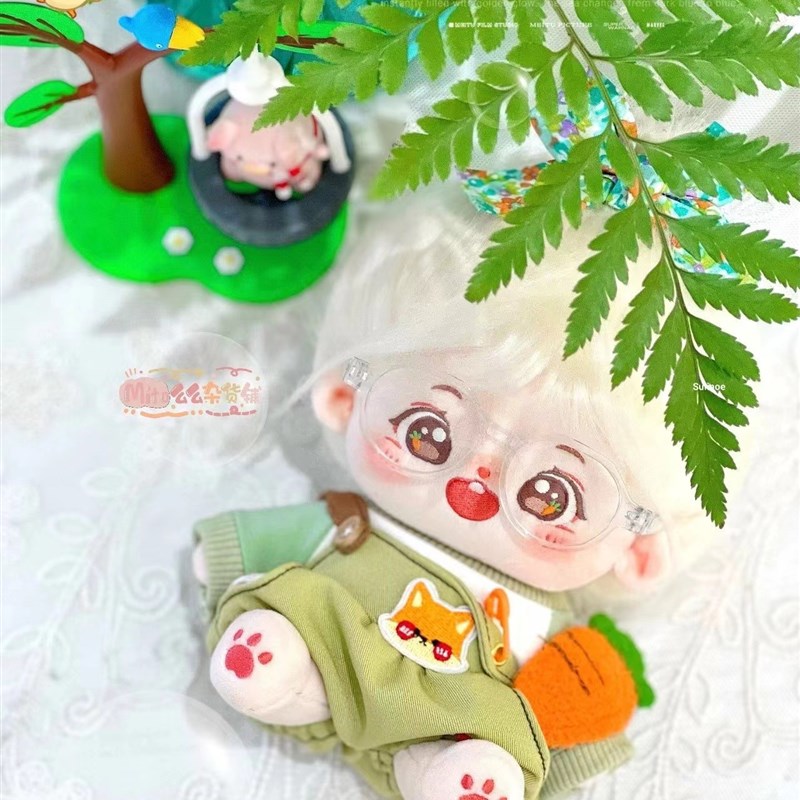 20cm娃衣现货无属性棉花娃娃公仔衣服背带裤子套装拼色卫衣替换装