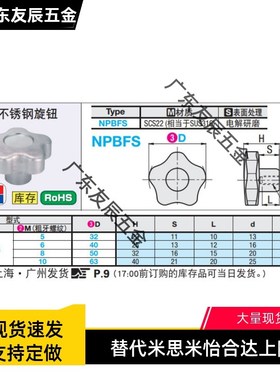 不锈钢五角旋钮 NPBFS32/40/50/63-5/6/8/10-HC8