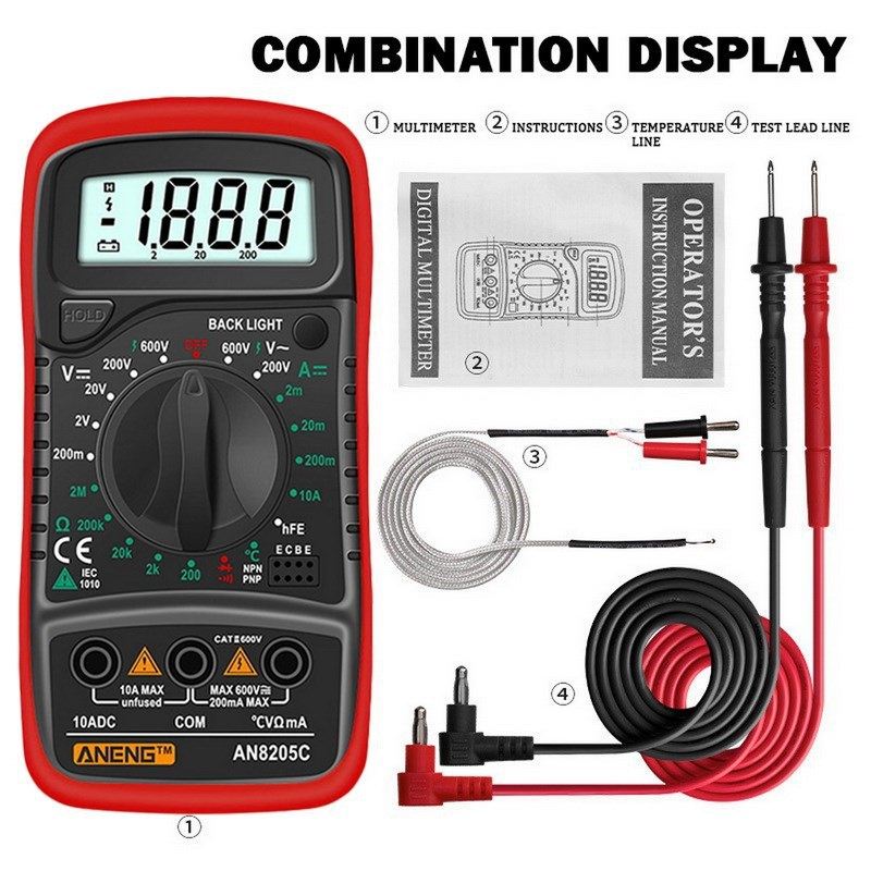 速发AN8205C Digital Multimeter/DC Ammeter Volt Ohm Tester M