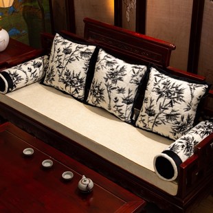 新中式红木沙发坐垫实木沙发垫冬季加厚毛绒沙发罩套全包防滑垫子