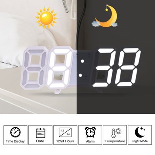 Anpro 3D Large LED Digital Wall Clock Date Time Celsius Nigh