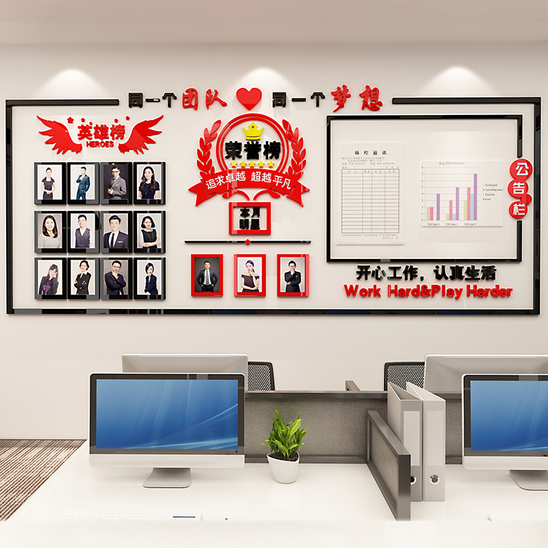 英雄业绩榜公告示栏员工风采展示企业荣誉文化公司销售部照片墙贴