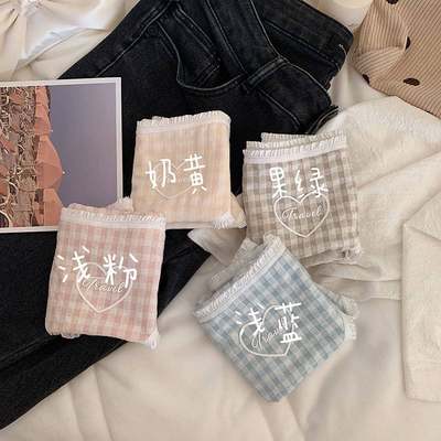推荐Sweet plaid underwear for women, soft and comfortable, b