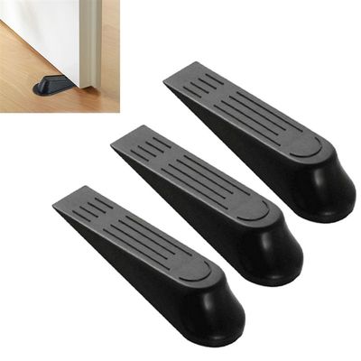 新品*5pcs Door Wedge Shaped Plastic Door Stops Non-Slip Blac