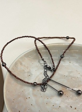 甜酷串珠水晶项链小n众设计感锁骨链简约高级感毛衣链子网红博主