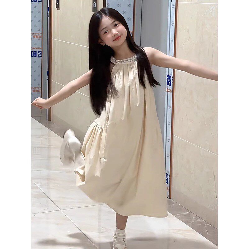 女童背心连衣裙夏季2024新款儿童吊带纯棉裙子女孩洋气长裙公主裙