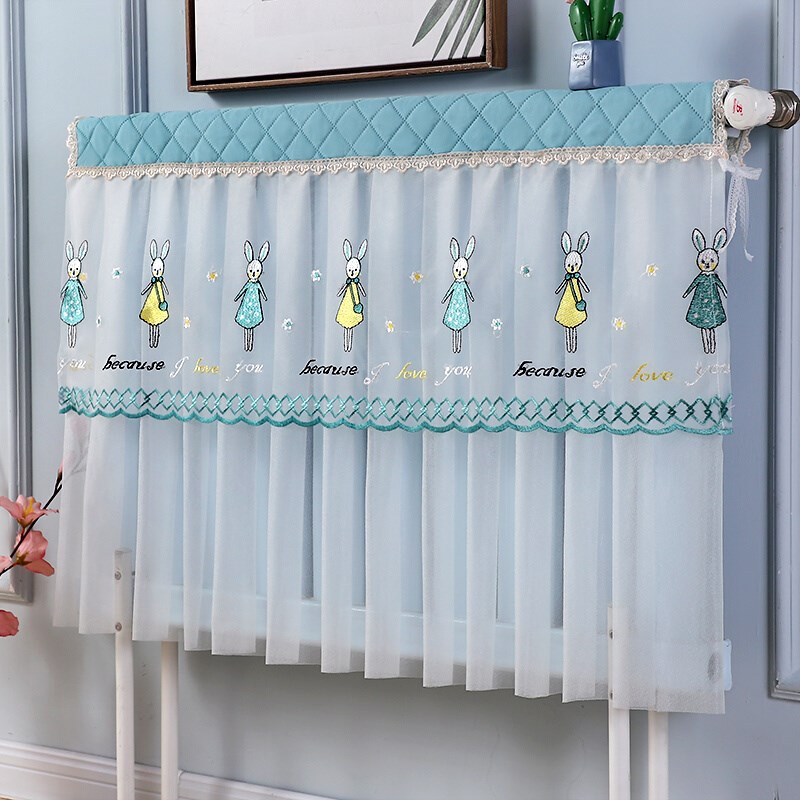 暖气片防尘罩套蒙家用布艺蕾丝装饰遮挡帘老式暖气防熏黑防尘盖布