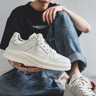 厚底小白鞋男鞋2023秋季潮流百搭高级感休闲鞋子男款白色运动板鞋