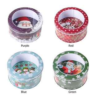 Round Christmas Candy Box Candy Metal Cans Circular Transpar