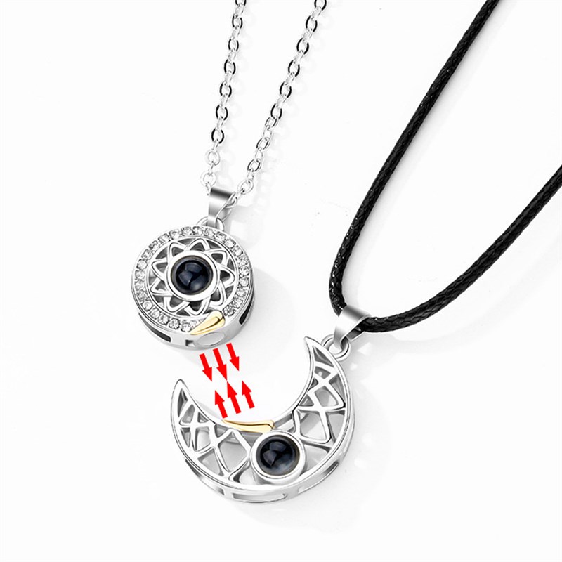 新品Couple Matching Necklace Sun Moon Necklaces for Lovers G 饰品/流行首饰/时尚饰品新 项链 原图主图