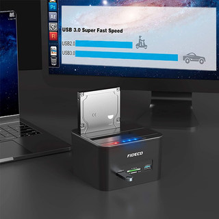 移动硬盘盒底座g3.5/2.5寸SATA机械固态ssd外接USB3.0双盘位读取