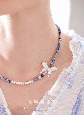 A母贝蝴蝶天然石项链女款2024新中式高级感轻奢小众闺蜜情人礼物