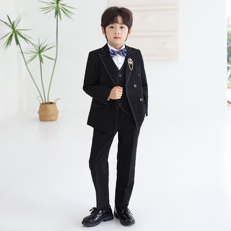 男童小主持人礼服十岁男孩生日衣服儿童白色西装套装春秋款演出服