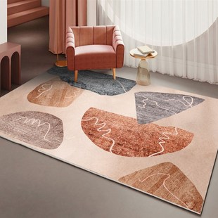 简约地毯客厅卧室茶几毯莫兰迪蓝色轻奢几何家用床尾地垫 北欧风格