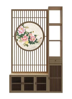 新中式屏风隔断客厅进门玄关换鞋柜实木简约现代家用遮挡小户型