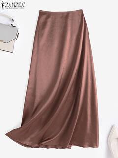 网红ZANZEA Spring Satin Silk Faldas Saia Women Skirt Autumn