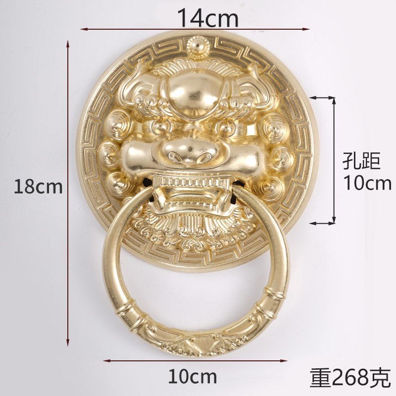 大门拉手古铜兽头门环狮子头麒麟头K虎头仿古把手复古木门纯铜