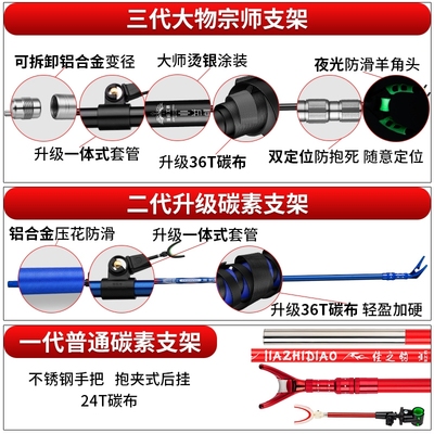 短节碳素支架后挂拐角炮台羊角头滑轮带地插钓鱼架竿台超轻多功能