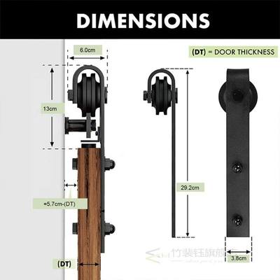 新品JACHOR 4-16FT J-Shaped Barn Door Slides Hardware Carbon