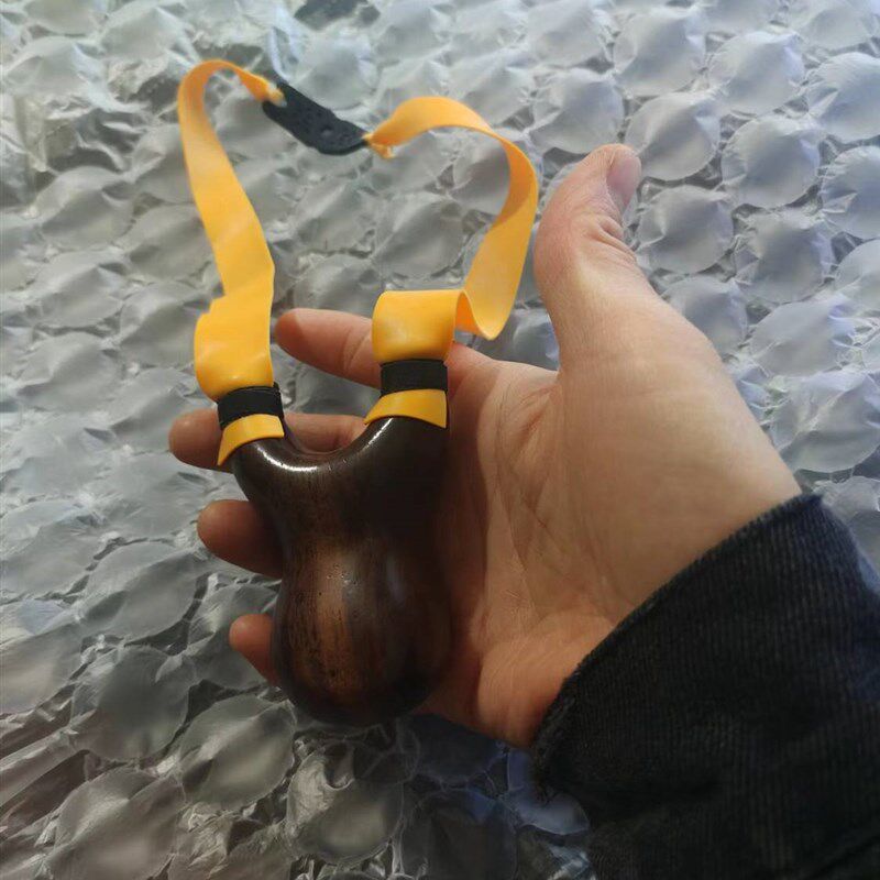 速发纯手工黑檀袖珍掌中宝实木弹弓高t精准扁皮弹弓