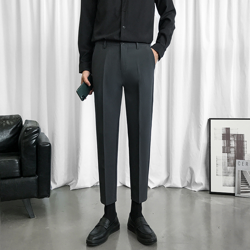 小码男春夏直筒垂感西装裤矮个子26号27码N修身纯色九分休闲小西