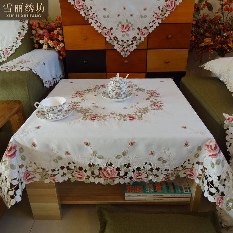 大桌布台布茶几巾田园布艺欧式中式绣花镂空餐桌防尘盖布盖巾多色,居家布艺,桌布,淘宝优惠券,粉丝福利购,淘宝优惠卷