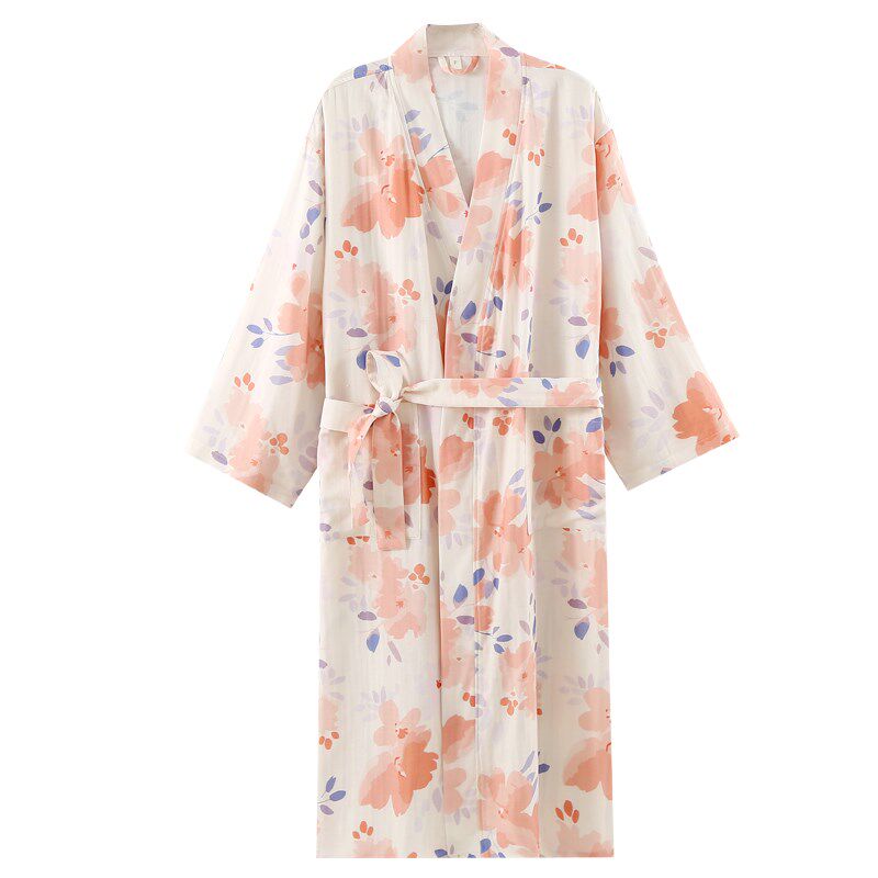 日系和服睡袍女春秋夏季纱布薄款宽松汗蒸浴袍家居服睡衣浴衣