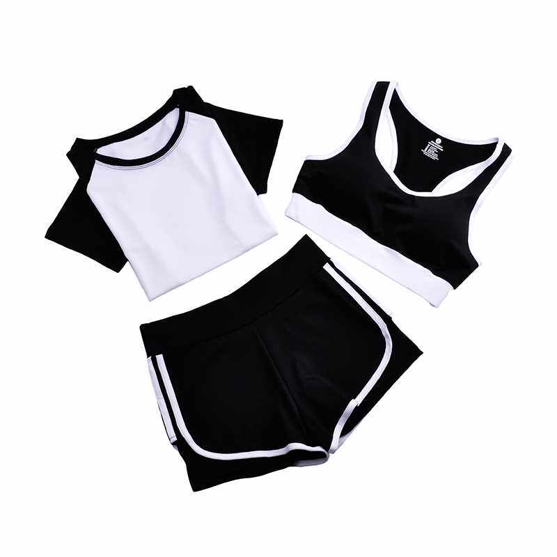 瑜伽服三件套春夏天速干健身房跑步宽松H大尺码健身衣显瘦运动套