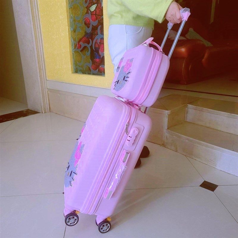 儿童猫咪行李箱20寸子母旅行箱少女心粉色贴钻拉杆箱学生登机箱,箱包皮具/热销女包/男包,手拿包,淘宝优惠券,粉丝福利购,淘宝优惠卷
