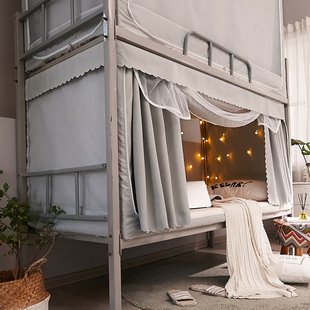 无涂层加厚强遮光布蚊帐大学生宿舍床帘一体式支架上下铺通用床幔