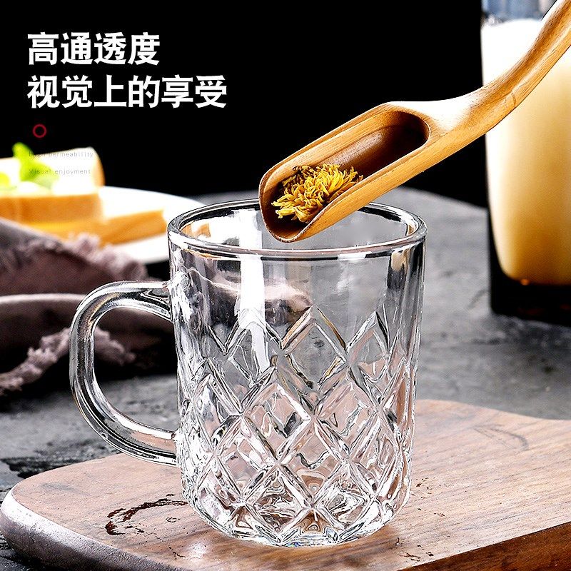 玻璃杯家用茶杯套装带把手耐热商用喝水客厅办公室待客水杯10个装,餐饮具,玻璃杯,淘宝优惠券,粉丝福利购,淘宝优惠卷