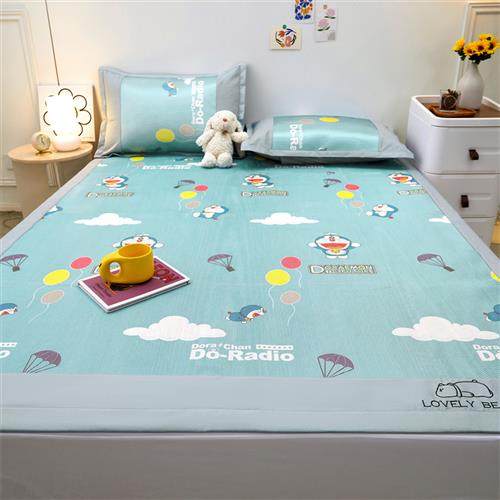 夏天卡通凉席三件套印花冰藤席空调凉席可折叠冰丝凉席薄款草席子,床上用品,冰丝席,淘宝优惠券,粉丝福利购,淘宝优惠卷