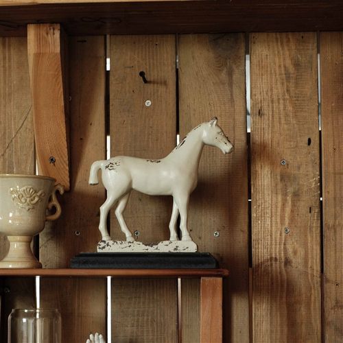 美式做旧白马模型创意桌面摆件家居书房客厅酒柜架摆设装饰工艺礼