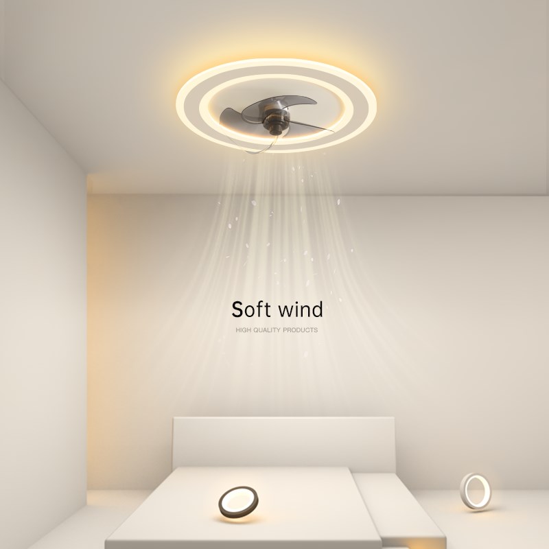 简约现代风扇灯创意led吸顶灯主卧室灯K客厅灯圆形餐厅书房房间灯