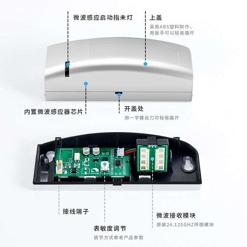自动门感应器平移电动玻璃微波x传感器24G加强雷达感应探头通用型