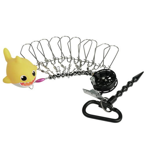 路亚活鱼扣锁鱼器便携轮式拴鱼绳不锈钢丝串挂绑套鱼锁绳专用大号