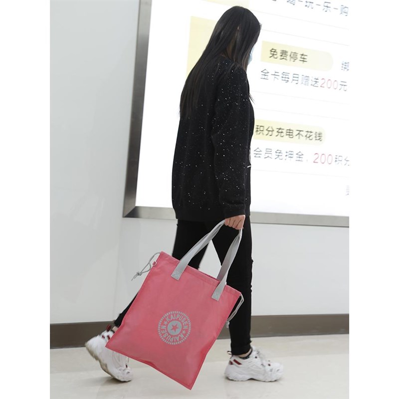 环保购物袋单肩包女抽绳手提补课包A4文件包尼龙帆布包定制礼品袋