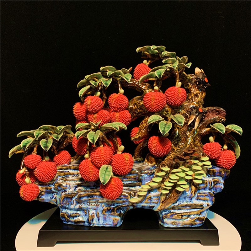 8WUW石湾公仔陶瓷满堂红摆件玄关客厅电视柜荔枝装饰品乔迁新