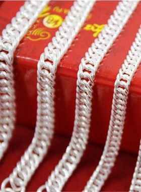 外贸热推粗款马鞭链嘻哈霸气铜镀A银扁平链 侧身链条古巴链男