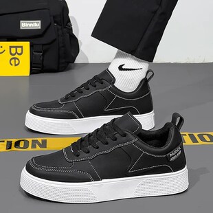 休闲西裤小白鞋男款2023新款板鞋男士纯白色皮面38码运动厚底增高