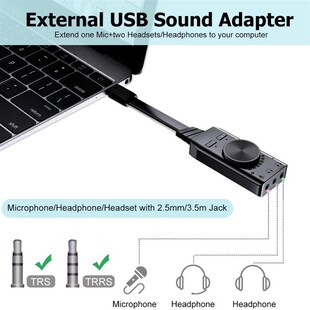 Virtual 7.1 Channel Sound Card GS3 Black Converter Adapter E