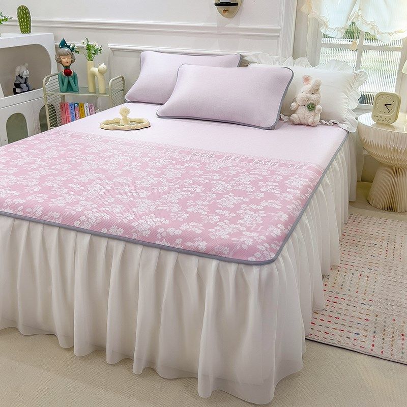 可水洗空调席冰丝席三件套可折叠凉感夏凉席带裙边夏天凉席新款,床上用品,冰丝席,淘宝优惠券,粉丝福利购,淘宝优惠卷