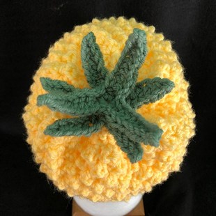 手工编织秋冬儿童0-5宝宝吉吉国王菠萝水果造型毛线帽子定制尺寸