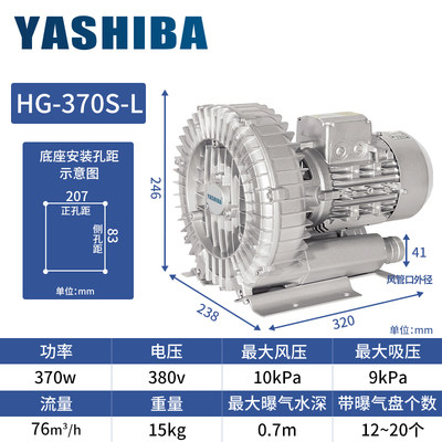 销高压风机370W220V旋涡式气泵鼓风机增氧机037KW380V漩涡风机