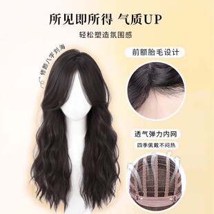 手勾蕾丝假发女漂亮的李慧珍小额蕾丝黑棕色羊毛卷长卷发全头无痕