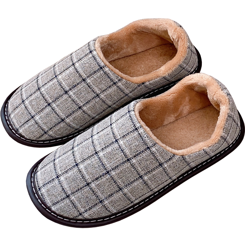 冬季家用棉拖鞋男女包跟室内防A滑保暖木地板家居棉麻毛绒月子棉