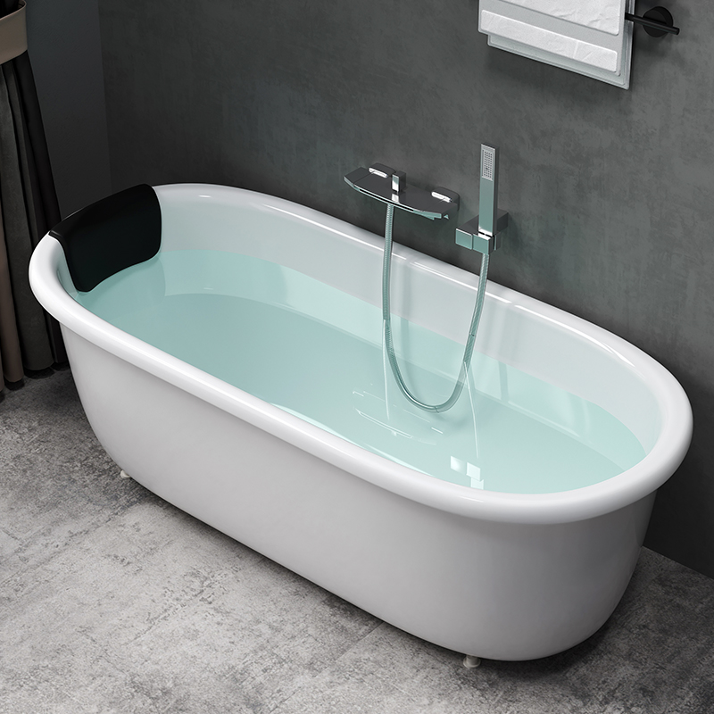 速发小户型家用亚克力浴缸椭圆环保祛甲醛独立式日式双层保温浴池
