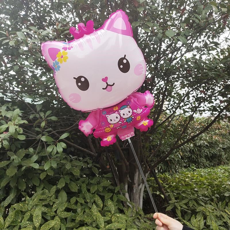 可爱动物卡通铝膜气球夹片手持生日儿童棒充气玩具摆地摊活动新款